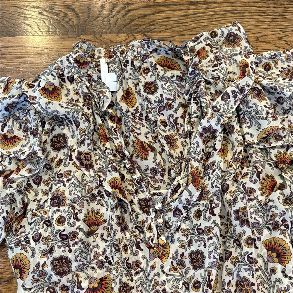 Veronica Beard 100% silk Floral Paisley Ruffle Hem Long Sleeve Dress, 2 - Picture 2 of 4